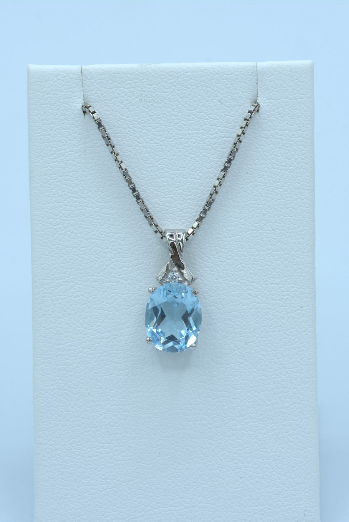 Blue Topaz & Diamond Pendant