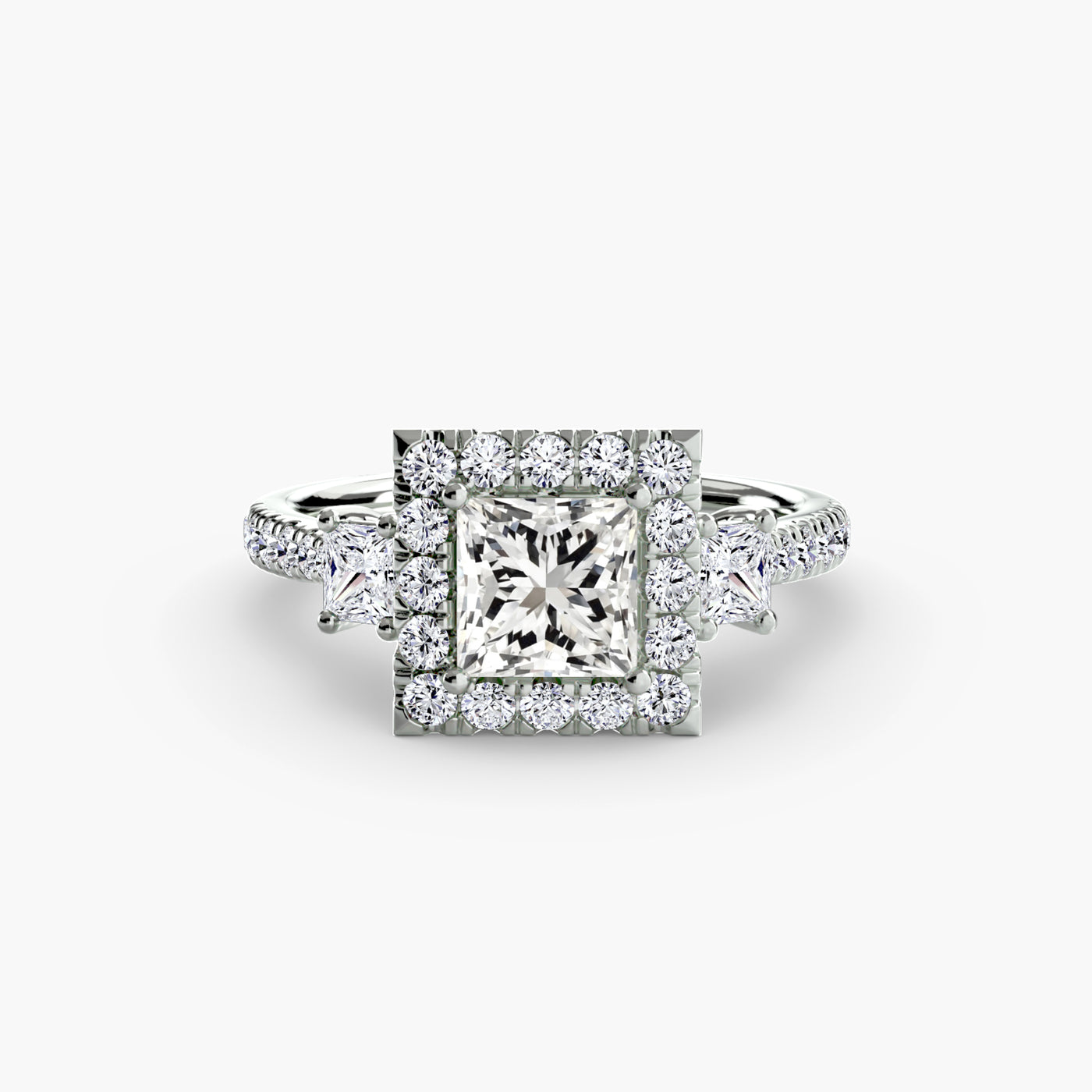 Three-Stone Ring with Halo 2