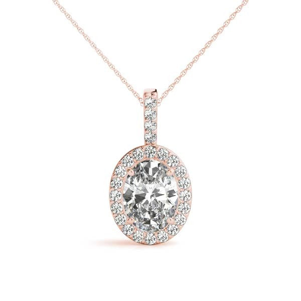 Oval Halo Diamond Pendant Necklace