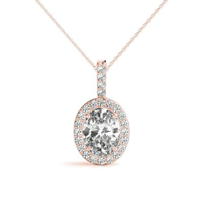 Oval Halo Diamond Pendant Necklace