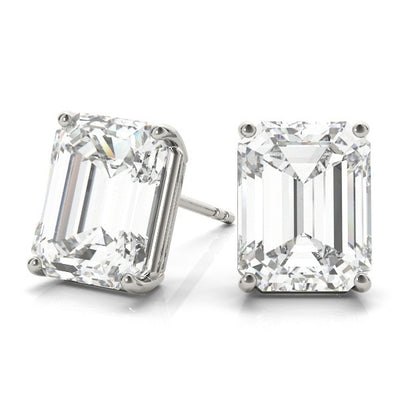 Emerald Cut Diamond Stud Earrings