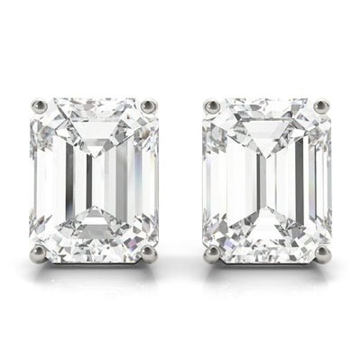 Emerald Cut Diamond Stud Earrings