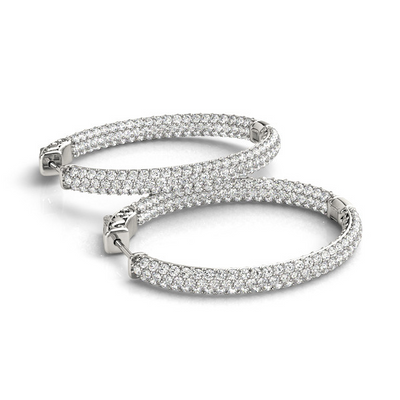 Large Pave Diamond Hoop Earrings