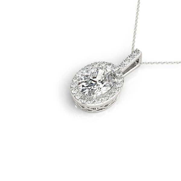 Oval Halo Diamond Pendant Necklace