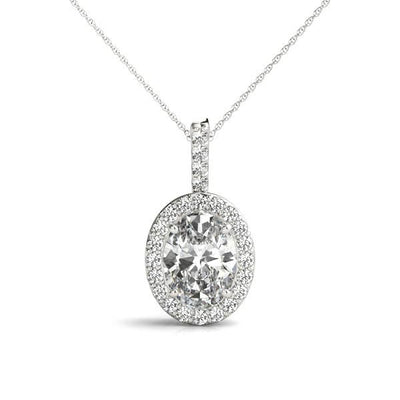 Oval Halo Diamond Pendant Necklace