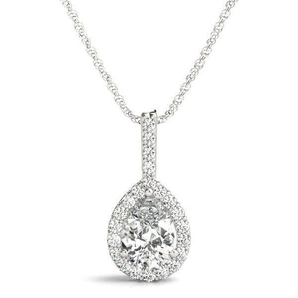 Tear Drop Diamond Pendant Necklace