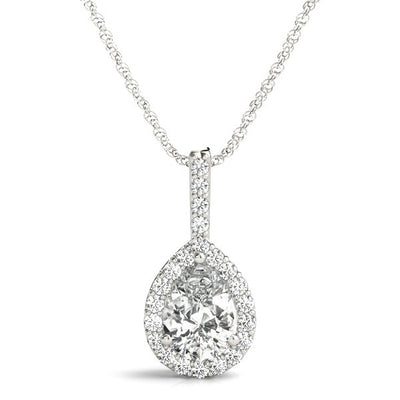 Tear Drop Diamond Pendant Necklace