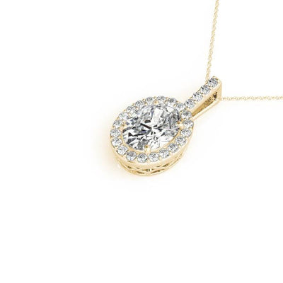 Oval Halo Diamond Pendant Necklace