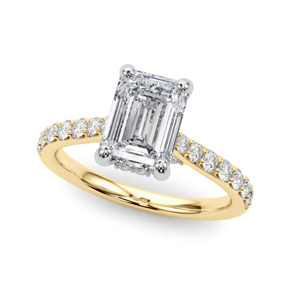 Francesca Emerald Cut Hidden Halo Engagement Ring