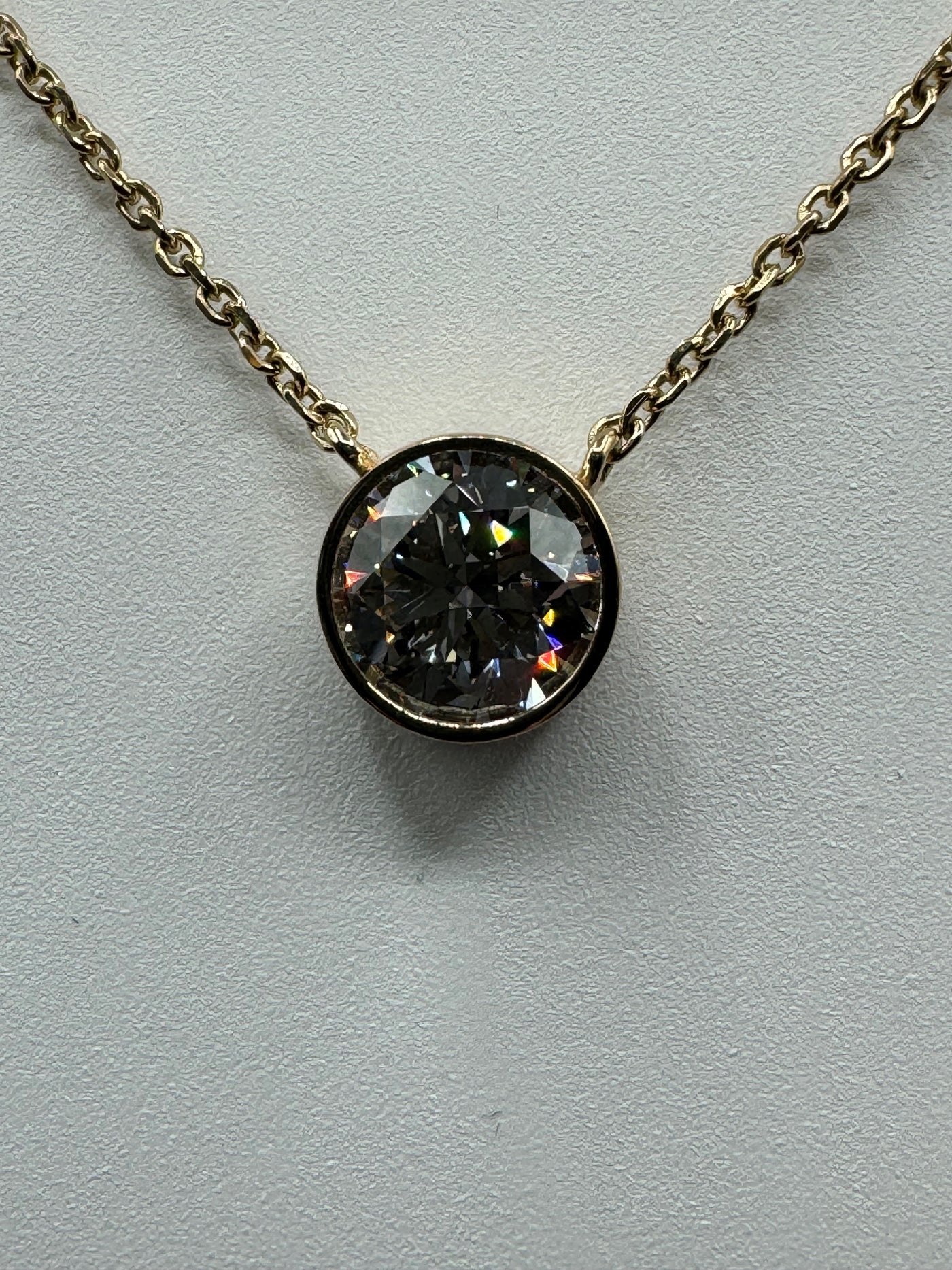 2.01 Ct. Round Lab-Grown Diamond Pendant Yellow Gold