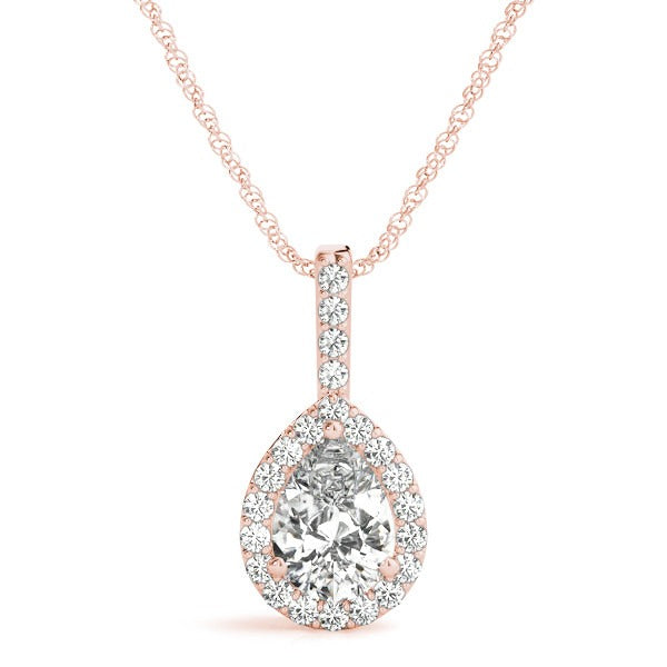 Tear Drop Diamond Pendant Necklace