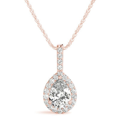 Tear Drop Diamond Pendant Necklace