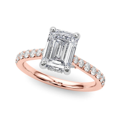 Francesca Emerald Cut Hidden Halo Engagement Ring