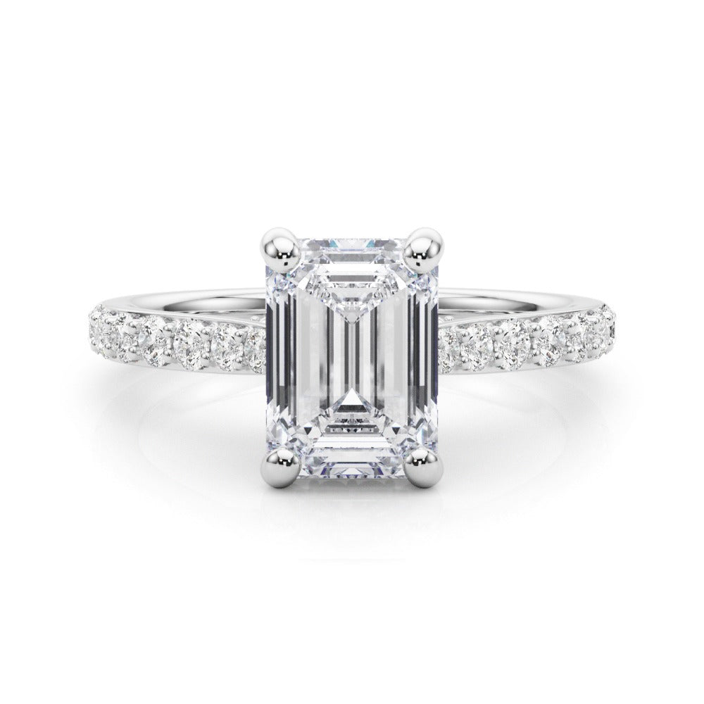 Francesca Emerald Cut Hidden Halo Engagement Ring