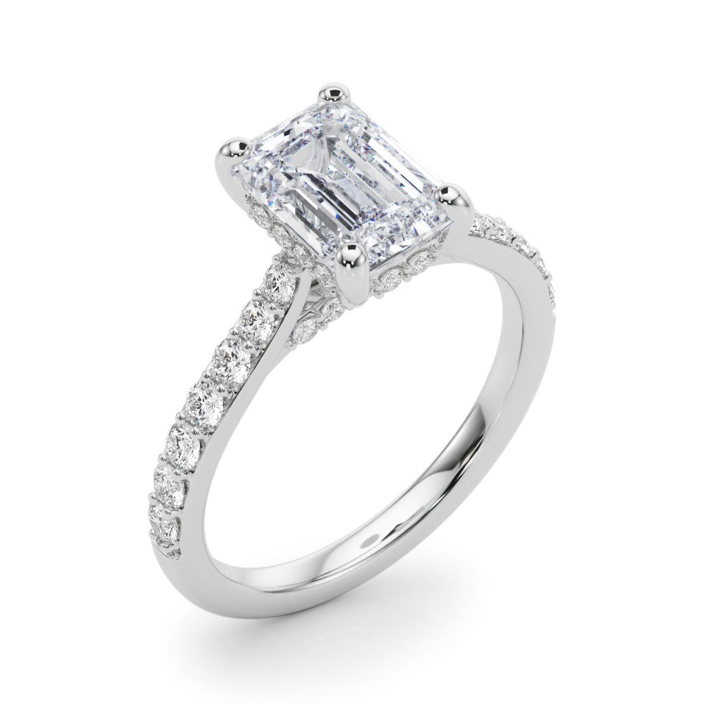 Francesca Emerald Cut Hidden Halo Engagement Ring