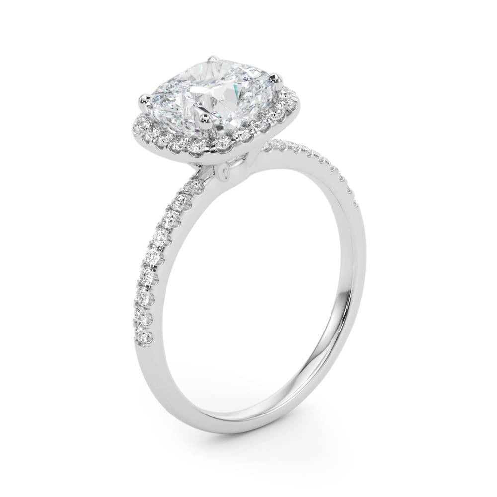 Cushion Cut Halo Engagement Ring