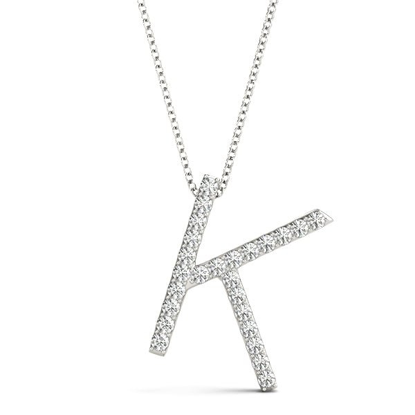 "K" Carbon Diamond Pendant